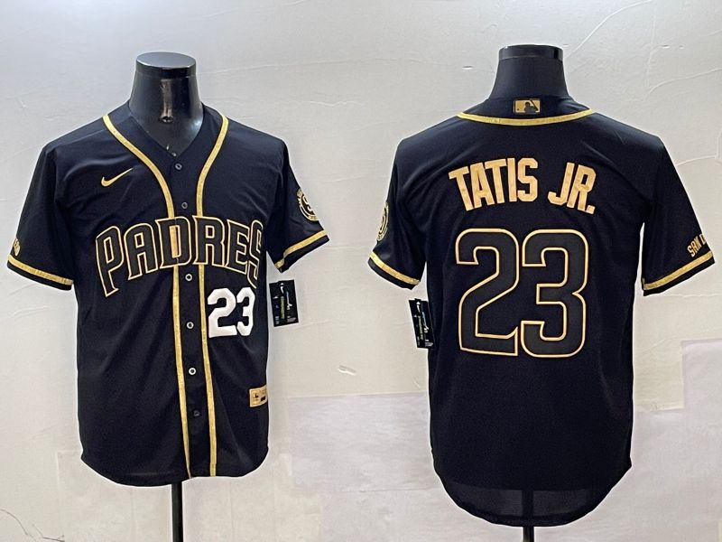 Men San Diego Padres 23 Tatis jr Black Gold Game 2025 Nike MLB Jersey style 5